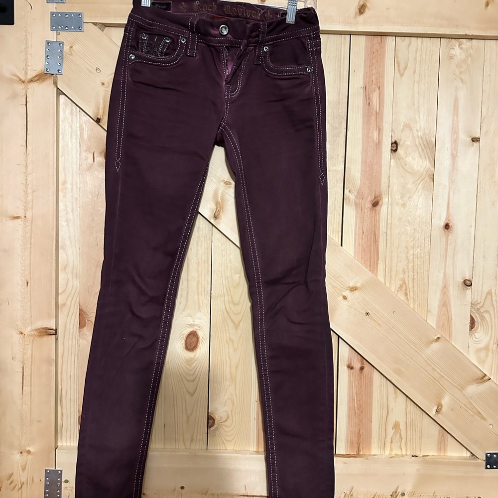 Rock Revival Women's Skinny Jeans in Burgundy